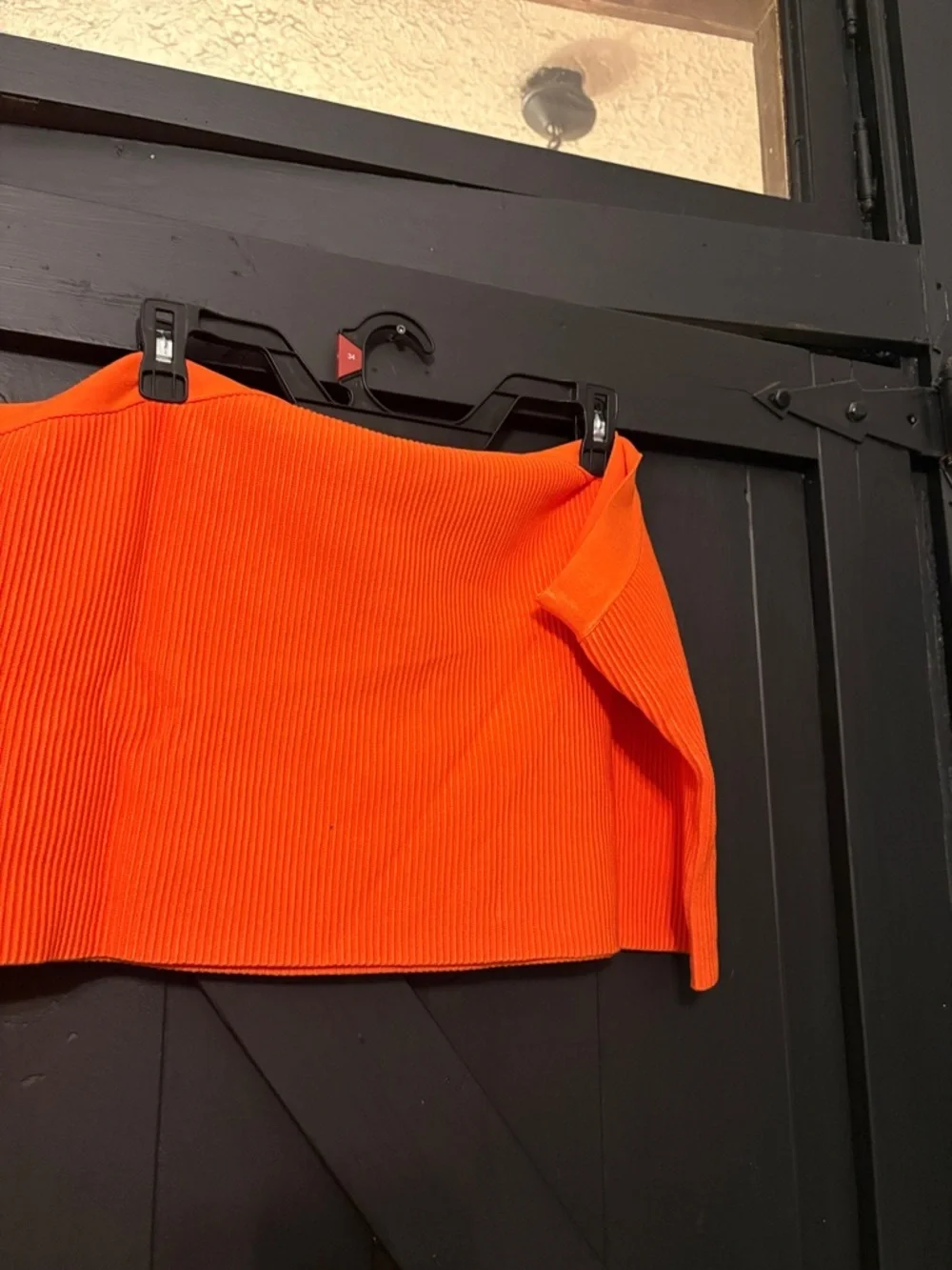 Bright Orange Ribbed Off-Shoulder Women’s Top